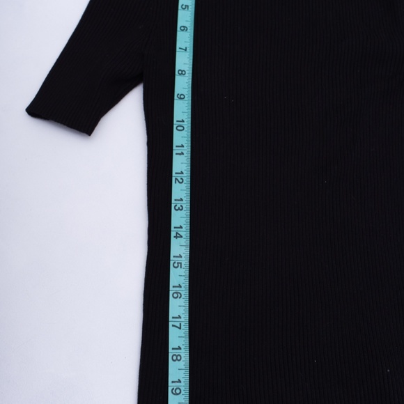 Anthropoligie Maeve Josepha Ribbed Black Crew Neck Stretchy Closet Must Have  XS - Picture 7 of 8